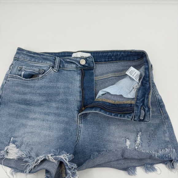 Vervet Jean Shorts Women Large Blue Denim Cut Off Stretch Distressed High Rise - Picture 6 of 14